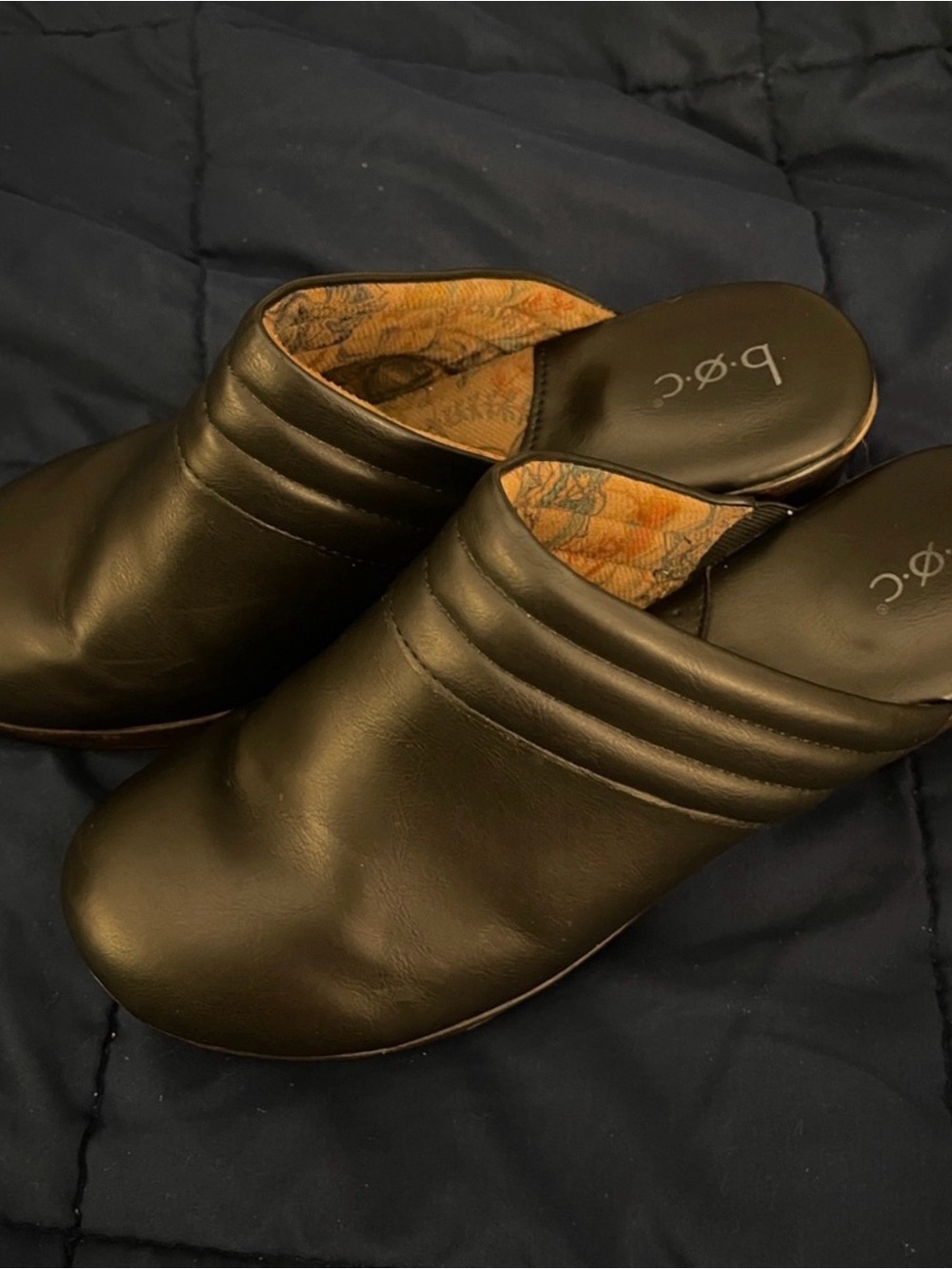 b.o.c.  | Black Slip-On Leather Mule Clogs